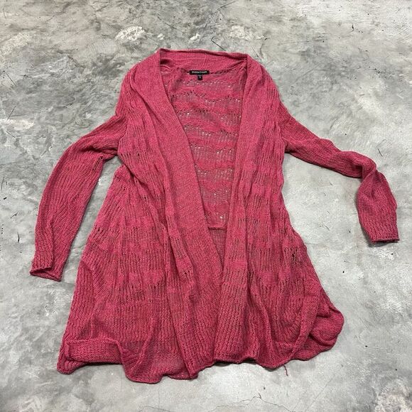 Eileen Fisher Sweaters - Eileen Fisher Sweater Cardigan Open Front Size Medium Magenta Pink Cotton Blend